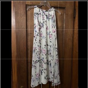 PinkBlush Ivory floral chiffon high neck maternity dress